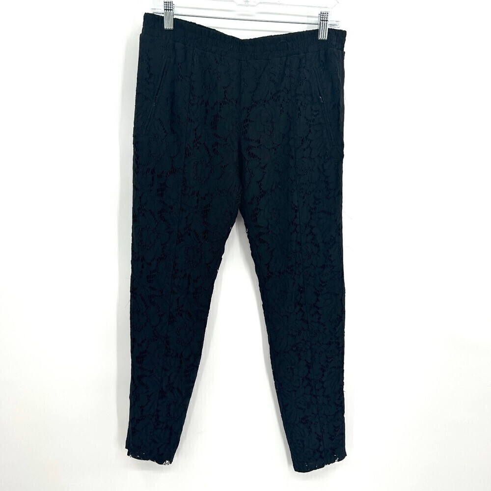 NWT CHASER Black Lace Pull On Slim Leg Ankle Zip Trouser Pants Size Medium